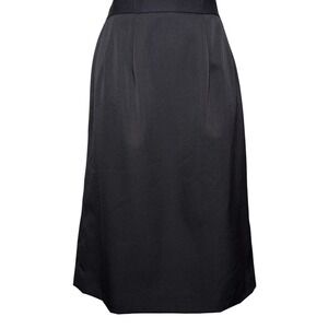 Vintage Jacques Vert Black Wool Blend Midi Skirt Size 14 Classic Minmalist Basic